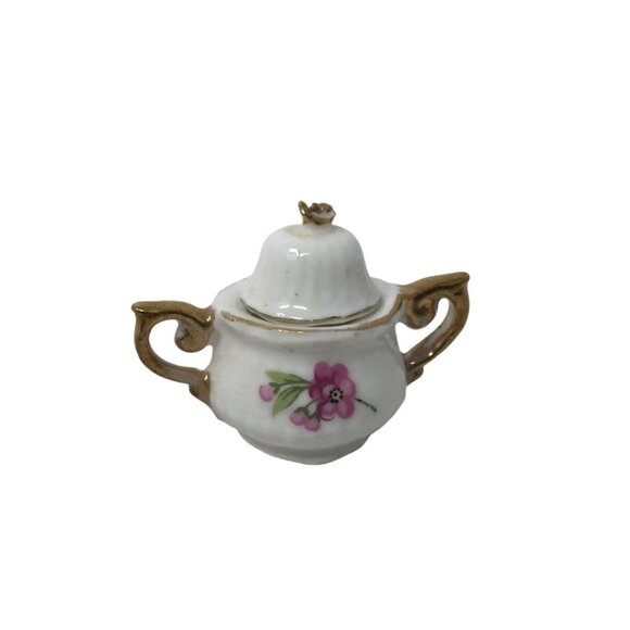 Vintage Miniature Fine Bone China Porcelain Tea Set- Tea Pot, Pitcher, Plate - Picture 16 of 16
